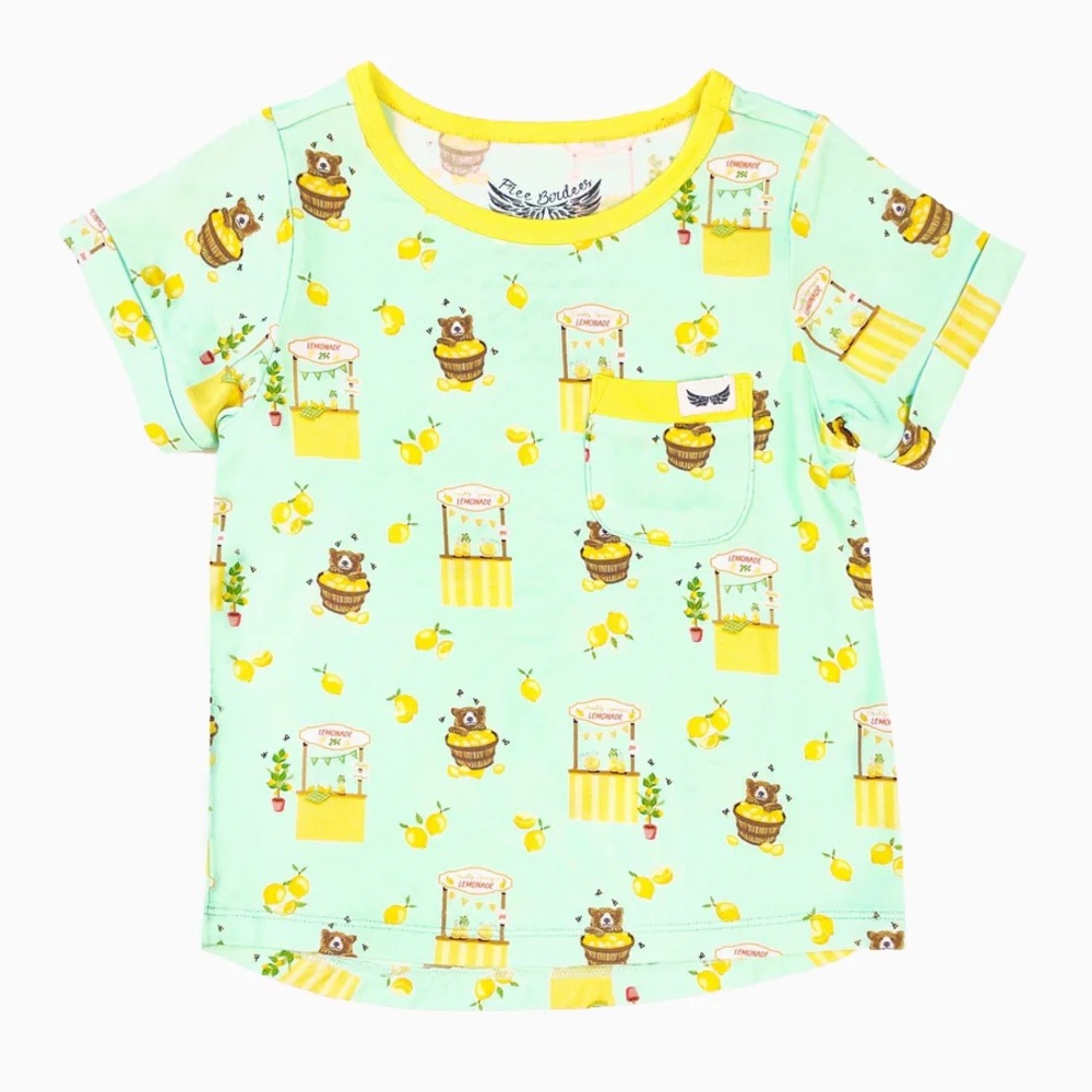 Free Birdees “Lemonade Stands & Honey Bears” Bamboo Pocket Tee – Size 3T – EUC